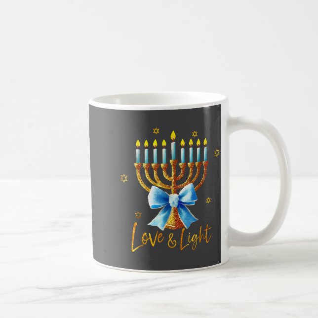 Love Menorah Chanukah Light Hanukkah Blue Coquette Coffee Mug (Right)