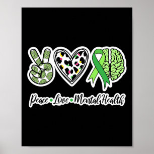 Love Mental Health We Wear Green Mental Health Poster