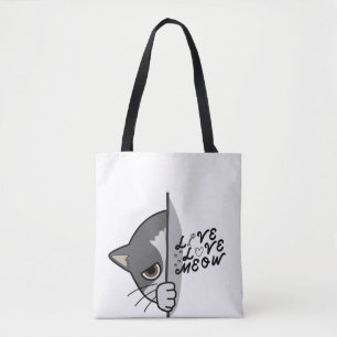 love meow cat lover design #catlover #catlife #cat tote bag