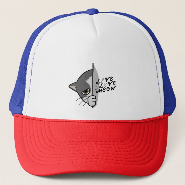 love meow cat lover design #catlover #catlife #cat trucker hat (Front)