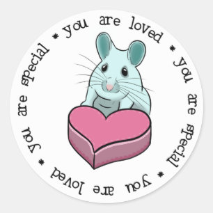 Love message cute mouse with chocolate classic round sticker
