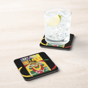 Love Message in Rasta Colours Art Print Coaster