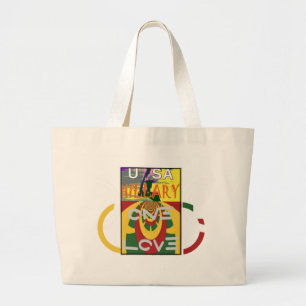 Love Message in Rasta Colours Art Print Large Tote Bag