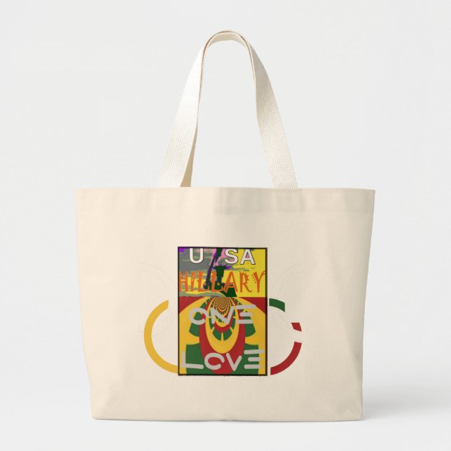 Love Message in Rasta Colours Art Print Large Tote Bag (Front)