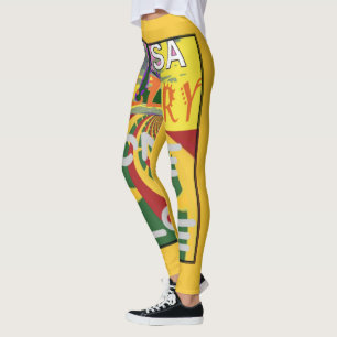 Love Message in Rasta Colours Art Print Leggings