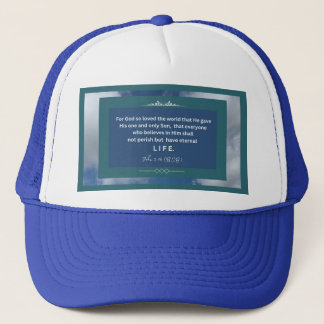 Love Message - John 3-16 - Blue Trucker Hat