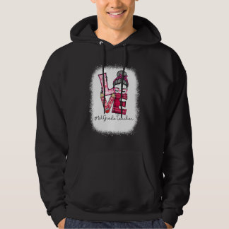 Love Messy Bun 1st Grade Teacher Valentine's Day M Hoodie