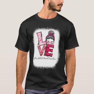 Love Messy Bun Middle School Teacher Squad Valenti T-Shirt