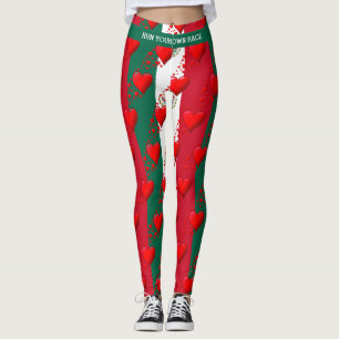 LOVE MEXICO Flag Red Hearts RUN YOUR RACE Leggings