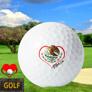 Love Mexico Golf Balls, Mexican flag, Heart Golf Balls