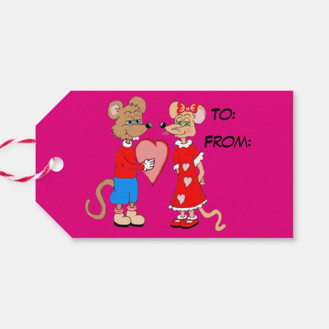 Love Mice Valentines Day Gift Tags (Back Horizontal)