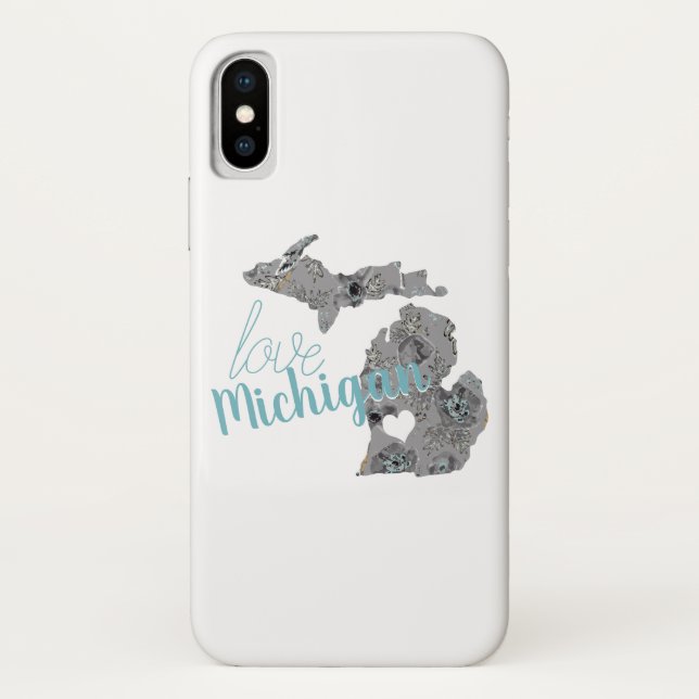 Love Michigan Floral Filled Silhouette Case-Mate iPhone Case (Back)