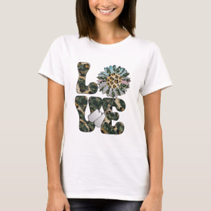 Love Military Sunflower  T-Shirt