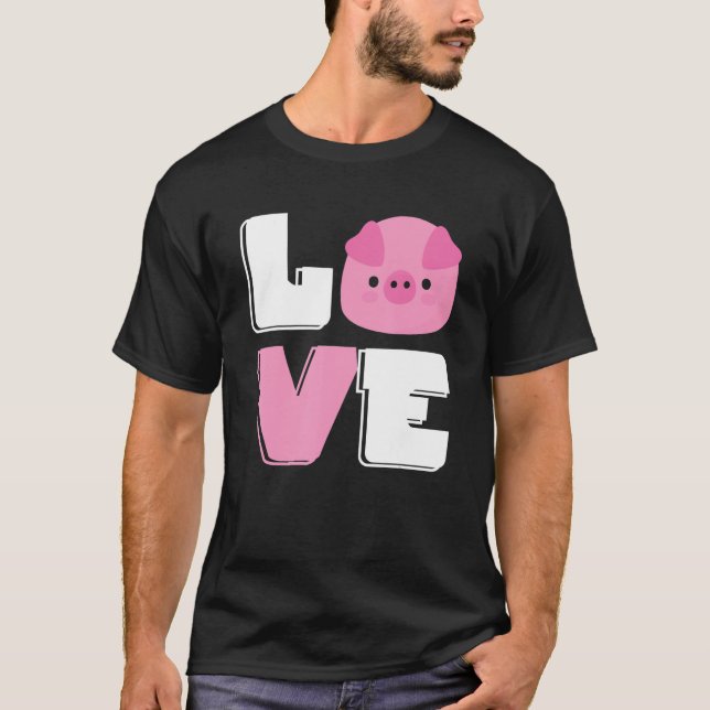 Love Mini Pig  Cute Miniature Pigs Owner T-Shirt (Front)