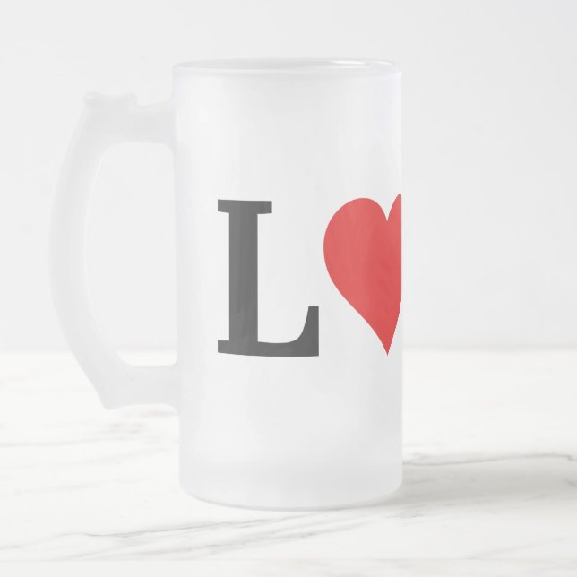 LOVE Minimalist Elegant Frosted Glass Beer Mug (Left)