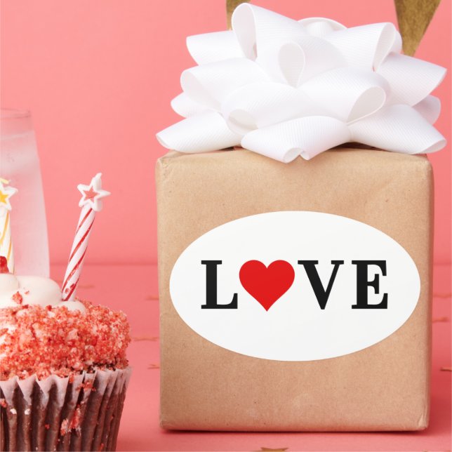 LOVE Minimalist Elegant Oval Sticker (Party)