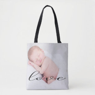 Love Minimalist Script Photo Tote Bag