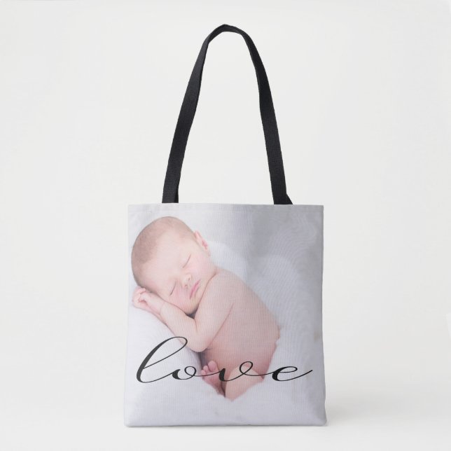 Love Minimalist Script Photo Tote Bag (Front)