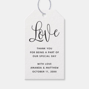 Love. Minimalist simple script wedding thank you Gift Tags
