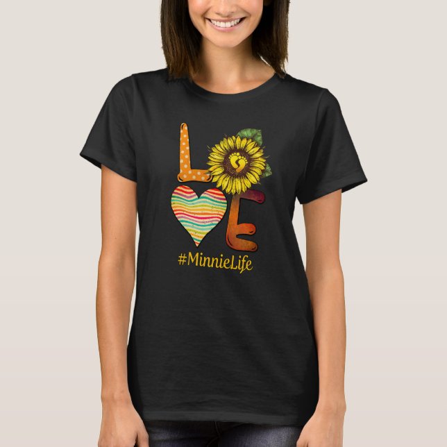 Love Minnie Life Grandma  Sun Flower Mothers Day T-Shirt (Front)
