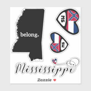 Love Mississippi, 3 Designs, Die Cut Stickers