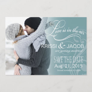 Love Mist Photo Save the Date icy blue Invitation