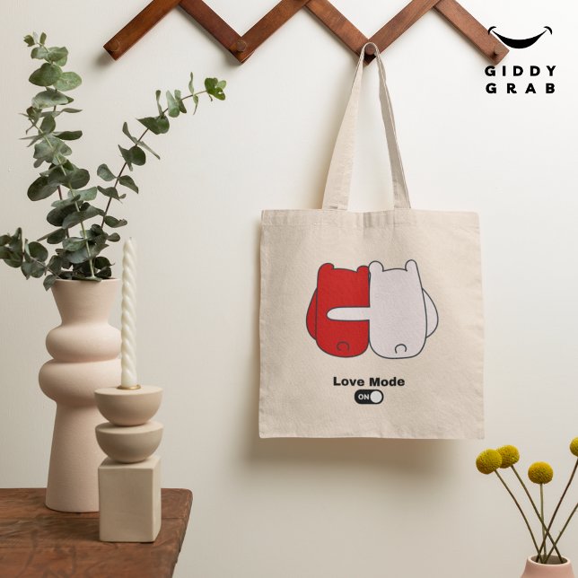 Love Mode On Cute Bear Couple Valentine's  Tote Bag (Creator Uploaded)