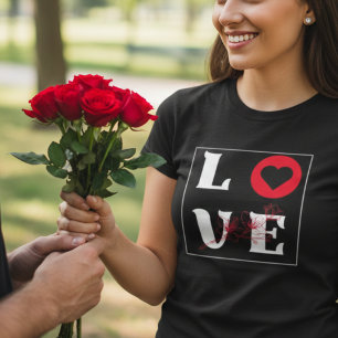 Love Modern Botanical Red Heart Minimalist Graphic T-Shirt