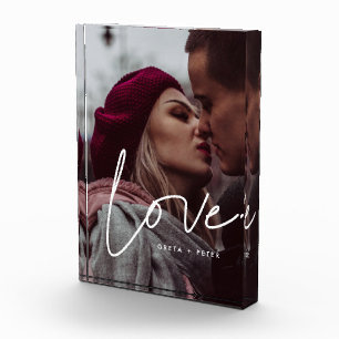 Love modern calligraphy couple photo block