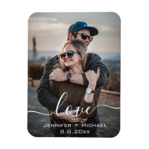 love, modern calligraphy, newlyweds photo magnet