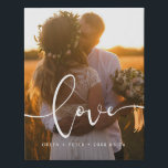 Love modern calligraphy overlay wedding photo faux canvas print<br><div class="desc">Showcase your favourite wedding pictures with this modern print,  with the word Love in a beautiful text overlay. You can easily change the colour and size of the text to fit your picture.</div>