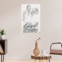 Love Modern Chic Calligraphy Simple Photo Wedding