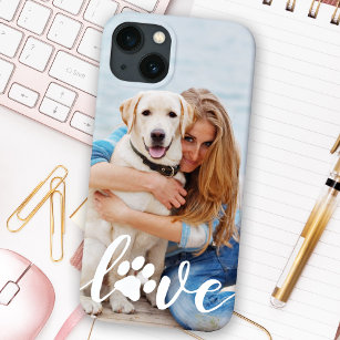 LOVE Modern Custom Pet Photo Paw Print Dog Lover Case-Mate iPhone Case
