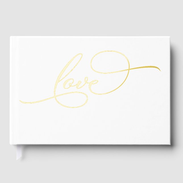 Love Modern Elegant Calligraphy Wedding Guest Book (Front)
