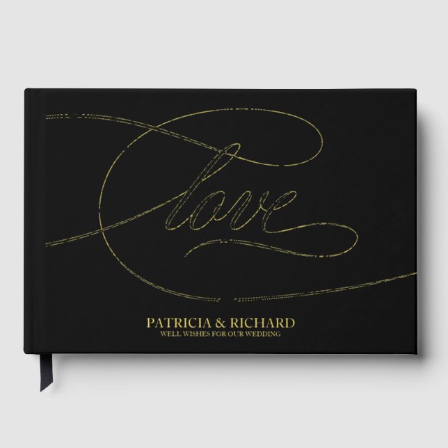 Love Modern Elegant Calligraphy Wedding Guest Book (Front)