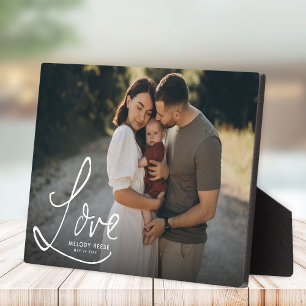 LOVE Modern Elegant Family Photo Keepsake Plaque