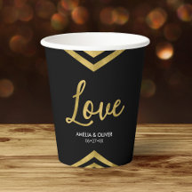 Love Modern Elegant Faux Gold Chevron Geometric
