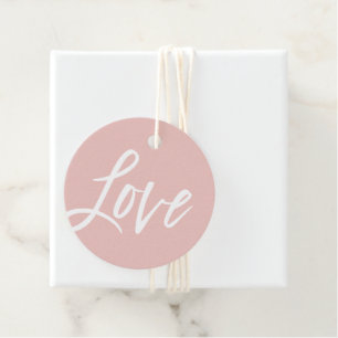 LOVE modern hand lettered white type blush pink Favour Tags