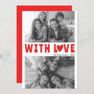 Love Modern Red Valentine's Day Custom Name Photo Holiday Card