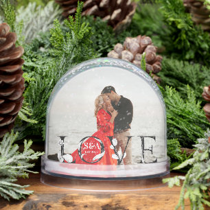 Love Modern Script Monogram Year 2 Photo Snowglobe