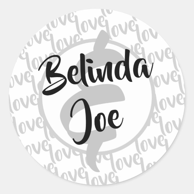 Love Modern Script Typography Wedding Classic Round Sticker (Front)