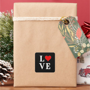 LOVE Modern Trendy Black and White Square Sticker