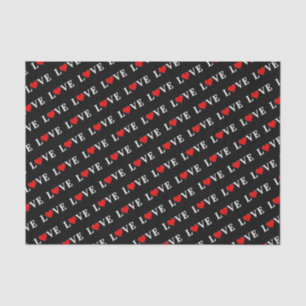 LOVE Modern Trendy Black and White Tissue Paper