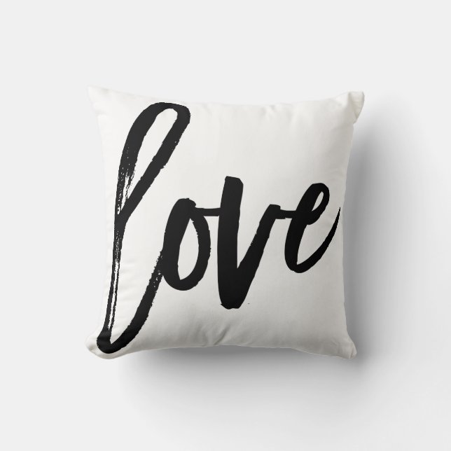 Love Modern Trendy Script Typography Type Black Cushion (Front)