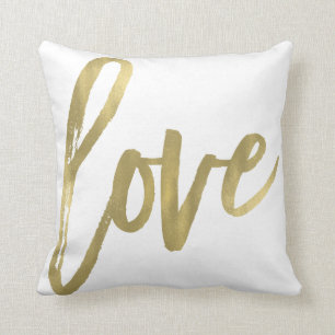 Love Modern Trendy Script Typography Type Gold Cushion