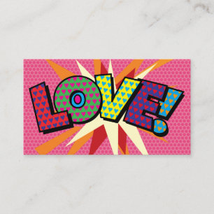 LOVE Modern Typographic Girly Pink Fun Business Card
