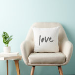 Love | Modern Word Quote Minimalist Art Brush Cushion<br><div class="desc">Modern, minimalist “Love” inspirational quote cushion in a stylish off black in a brush font hand painted style typography with Scandinavian minimalism monochrome style and inspired by romance, encouragement, inspiration, motivation, friendship, kindness and travel. Part of the Love Design collection which includes a large range of products with a range...</div>