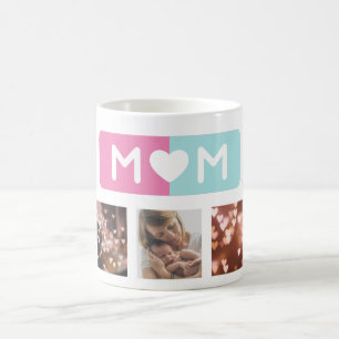 LOVE MOM   GIRL PINK & BOY BLUE Multi 7 Photo Coffee Mug