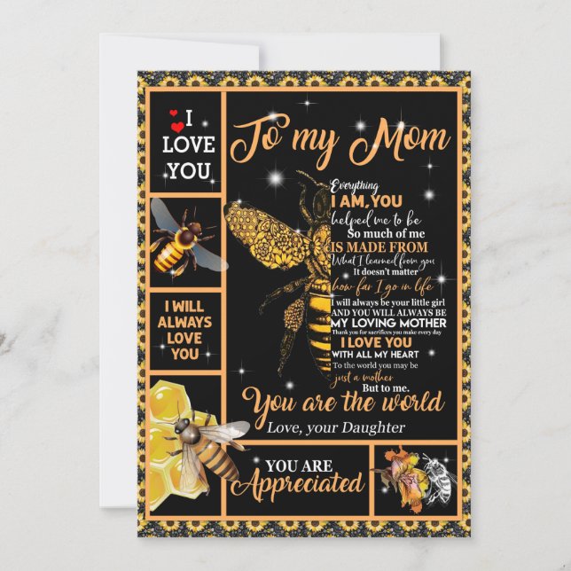 Love Mom | Letter To My Mom You Are The World Holiday Card (Front)
