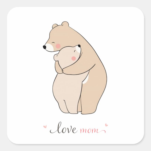 love mom/ mother bear/ Mother's Day/ sticker (Front)